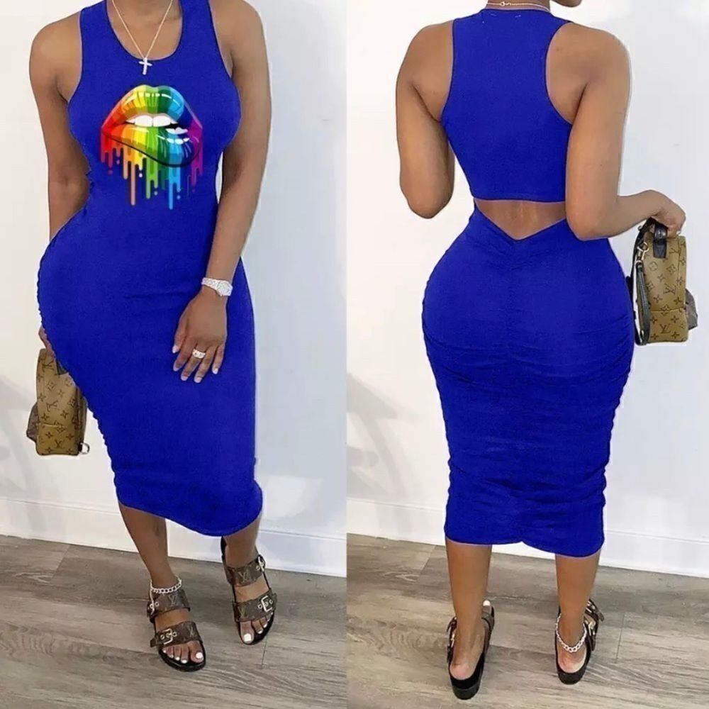 Lip Drip Bandage Dress 